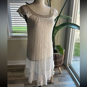 Green style dress white and gold